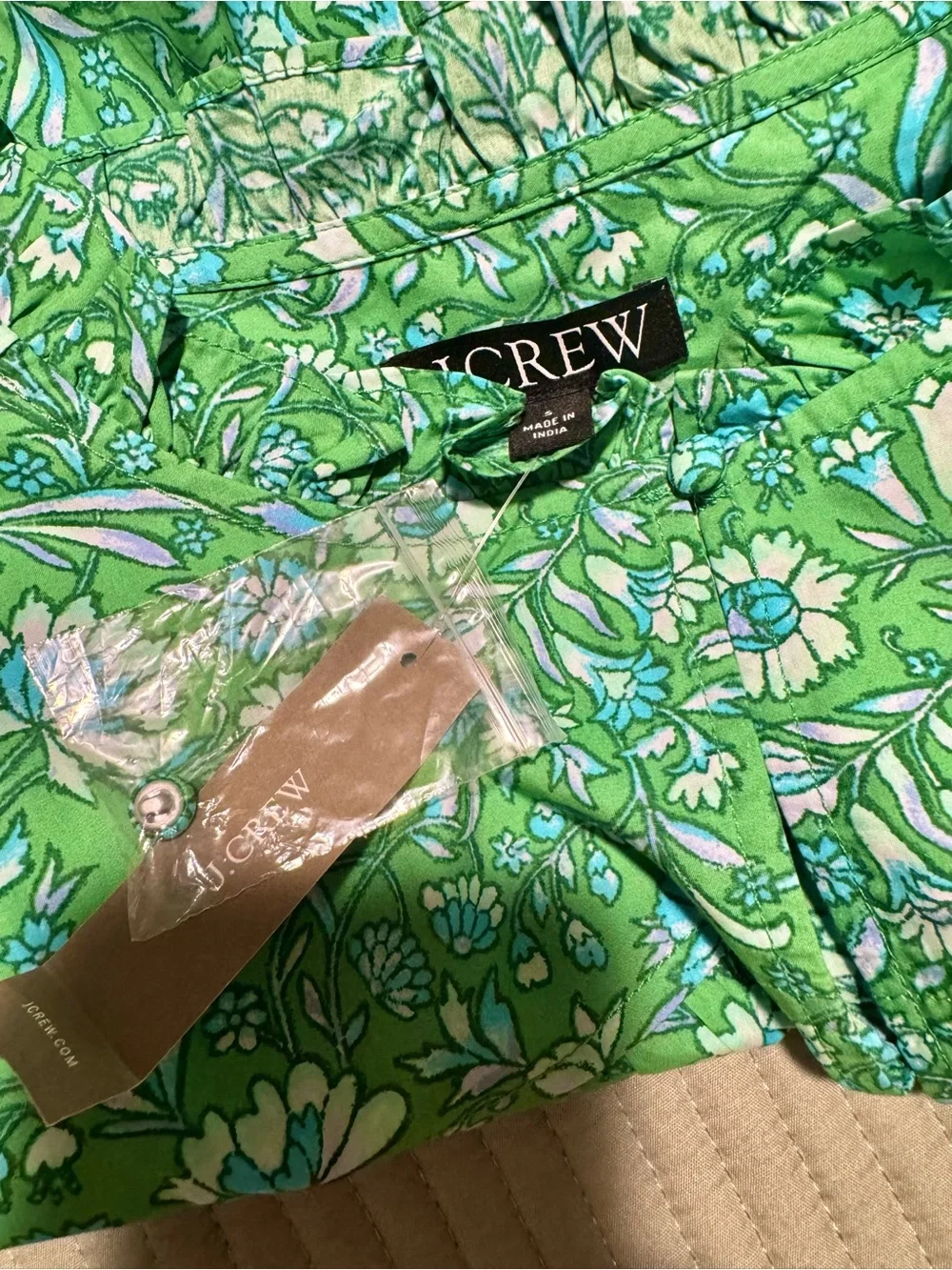 J.Crew Ruffle-Trim Short-Sleeve Top in Marigold Blooms – Size Small – NWT